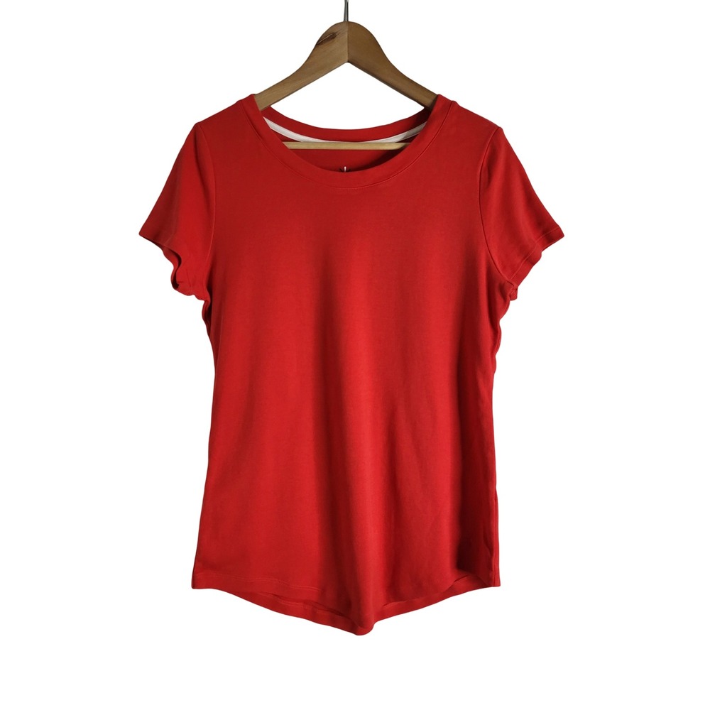 Isaac Mizrahi Live! Essentials Red Short Sleeve 100% Cotton T-Shirt M Casual